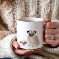 Personalised Pug Birthday Cake Coffee Mug