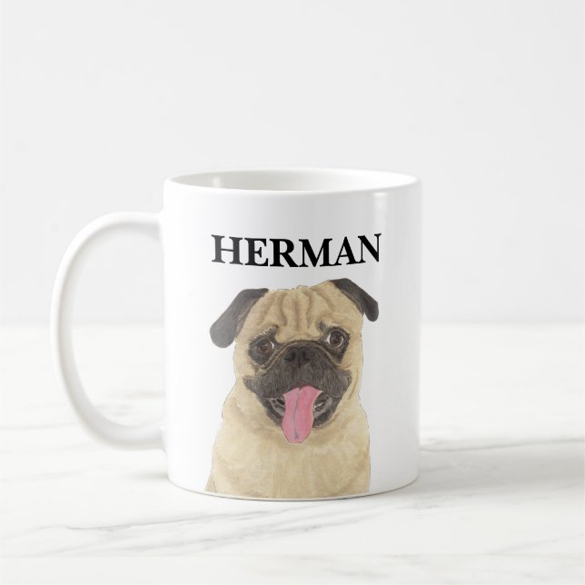 Personalised Pug Coffee Mug (Left)