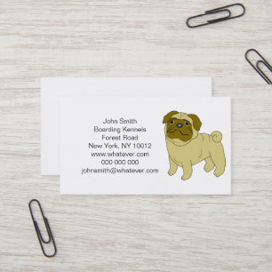Personalised Pug Dog Boarding Kennels Business Card