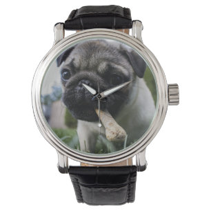 Personalised Pug Dog Photo and Name Watch
