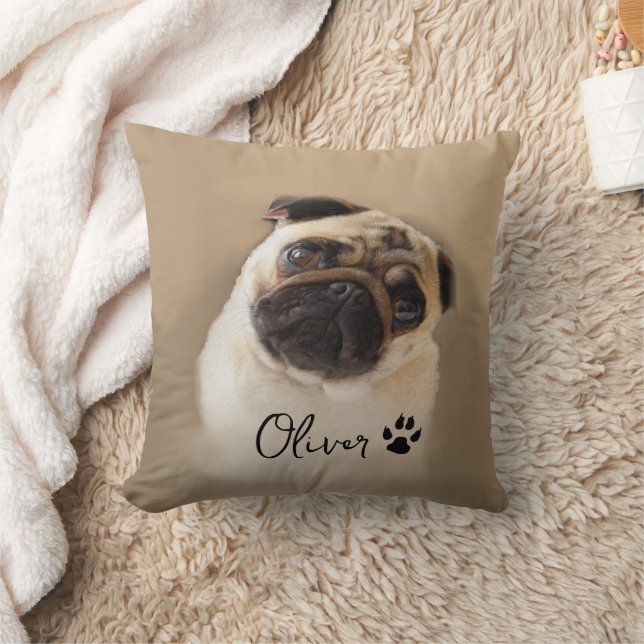 Personalised Pug  Dog Photo Image  Cushion (Blanket)
