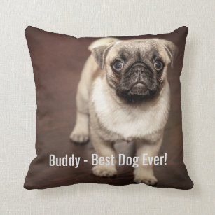 Personalised Pug Dog Photo Your Pug Dog Name Cushion
