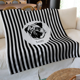 personalised pug dog  stylish trendy custom  fleece blanket