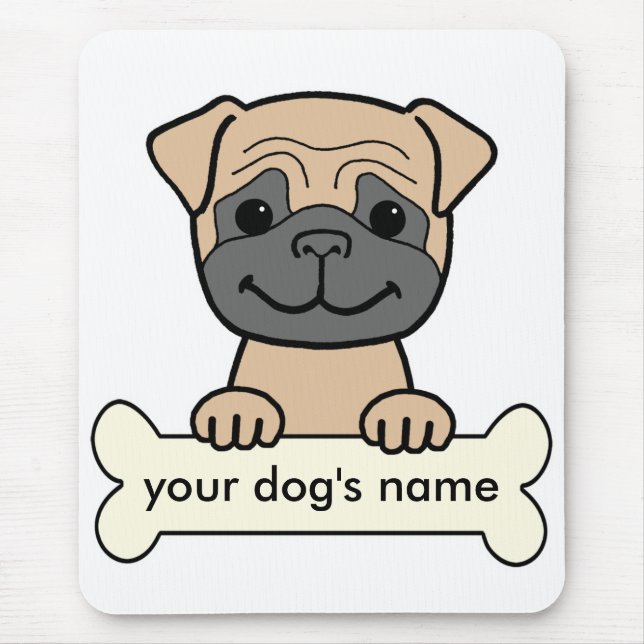 Personalised Pug Mouse Pad (Front)