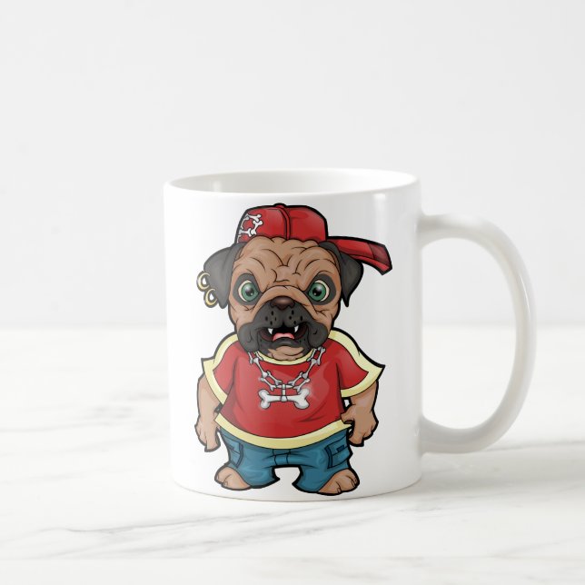 Personalised Pug Mugs - Add Your Own Text (Right)