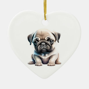 Personalised Pug Puppy Ceramic Tree Decoration