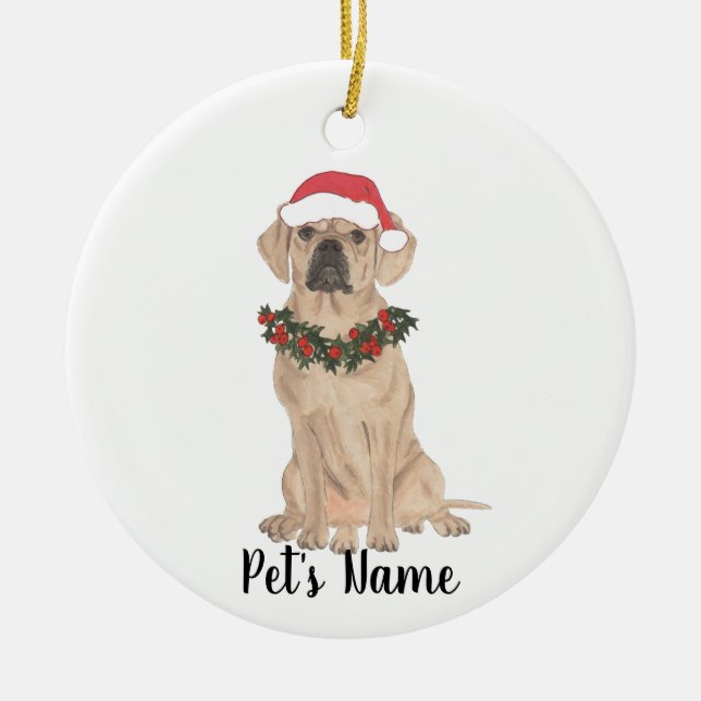 Personalised Puggle Ceramic Tree Decoration (Front)
