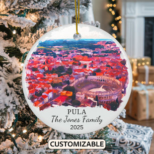 Personalised Pula Ornament, Croatia Ceramic Tree Decoration