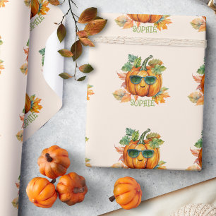 Personalised Pumpkin Autumn Halloween Gift Wrapping Paper