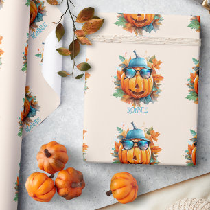 Personalised Pumpkin Autumn Halloween Gift Wrapping Paper