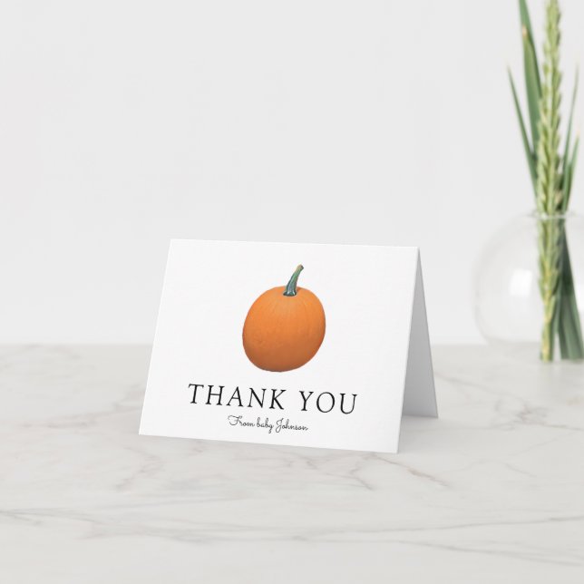 Personalised Pumpkin Baby Shower Thank You Card (Front)