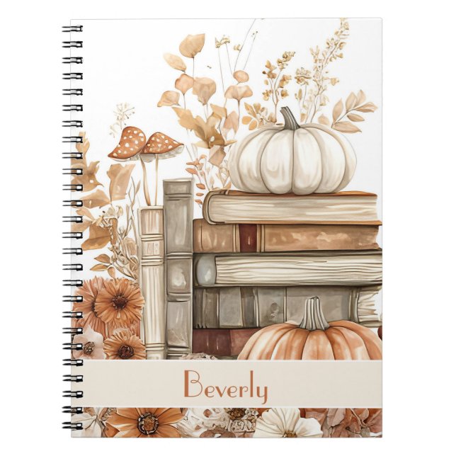 Personalised Pumpkin, Books and Flowers Fall (Front)