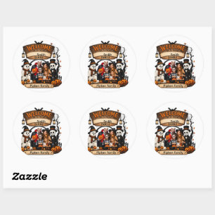 Personalised Pumpkin Family Halloweensign Classic Round Sticker