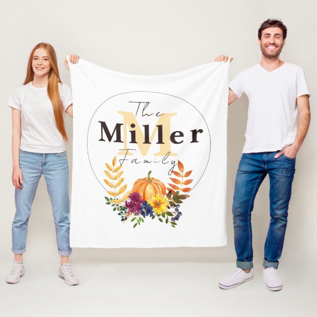 Personalised pumpkin floral    fleece blanket (In Situ)