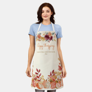 Personalised Pumpkin Floral Happy Thanksgiving Apron