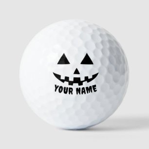 Personalised Pumpkin Halloween Name Black & White Golf Balls