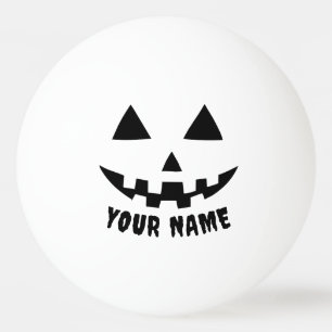 Personalised Pumpkin Halloween Name Black & White Ping Pong Ball