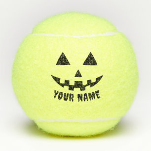 Personalised Pumpkin Halloween Name Black & White Tennis Balls
