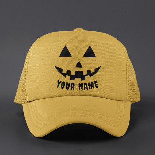 Personalised Pumpkin Halloween Name Black & White Trucker Hat