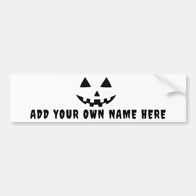 Personalised Pumpkin Halloween Your Name Bumper Sticker (Front)
