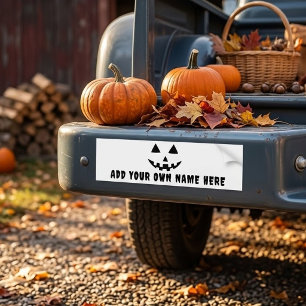 Personalised Pumpkin Halloween Your Name Bumper Sticker