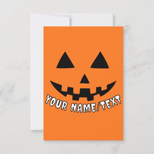 Personalised Pumpkin Halloween Your Name or TEXT Card (Front)