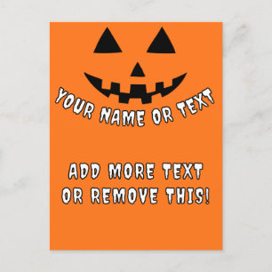Personalised Pumpkin Halloween Your Name & Text Invitation Postcard