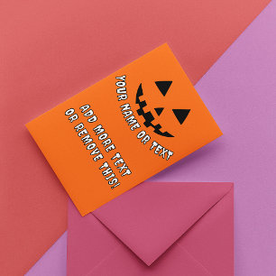 Personalised Pumpkin Halloween Your Name & Text Invitation Postcard
