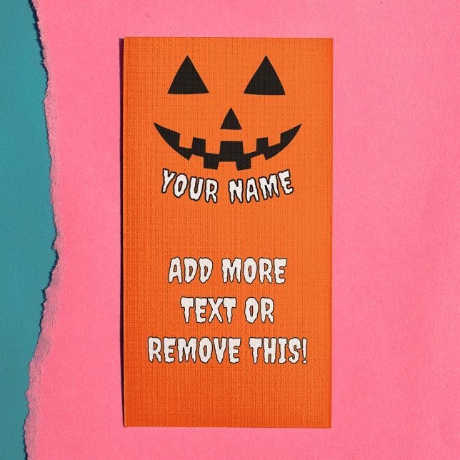 Personalised Pumpkin Halloween Your Name & Text Rack Card (Creator Uploaded)