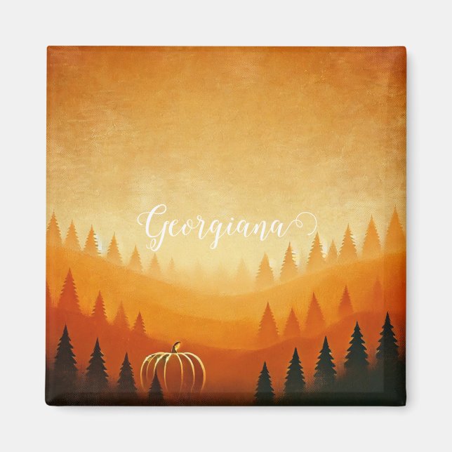 Personalised Pumpkin Harvest Autumnal Harvest Magnet (Front)