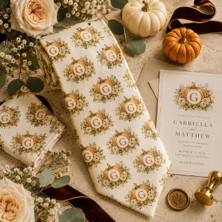 Personalised Pumpkin Monogram Wedding Tie