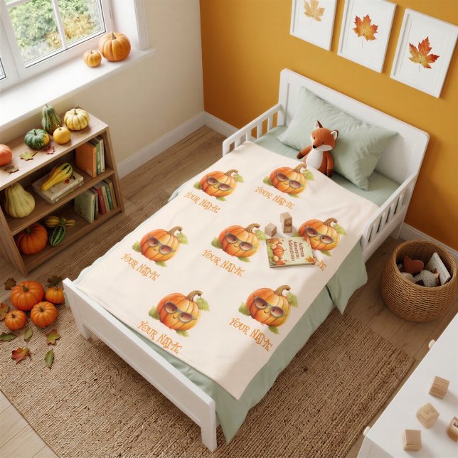 Personalised Pumpkin Patch Toddler Fleece Blanket (Creator Uploaded)