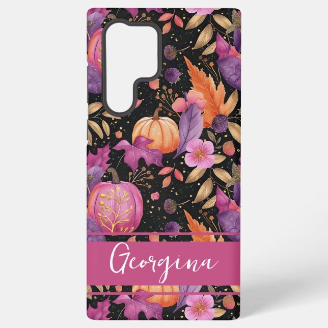 Personalised Pumpkin Pattern Samsung Galaxy S22 Ultra Case (Back)