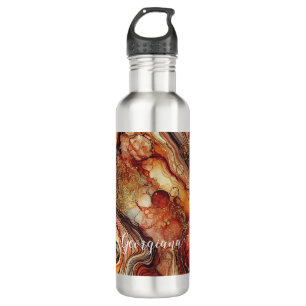 Personalised Pumpkin Spice Autumnal Alcohol Ink 710 Ml Water Bottle