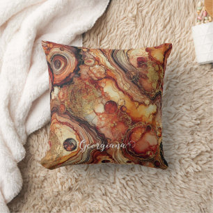 Personalised Pumpkin Spice Autumnal Alcohol Ink Cushion