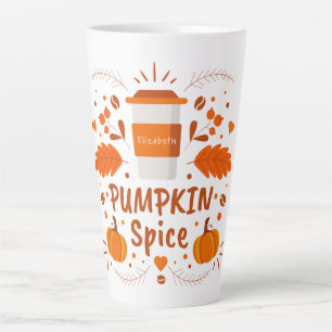 Personalised Pumpkin Spice coffee, fall leaves Latte Mug