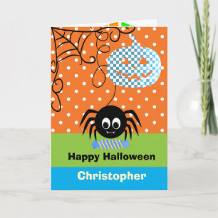 Personalised Pumpkin Spider Halloween for Boys Card