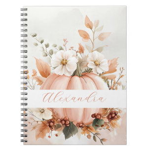 Personalised Pumpkin Watercolor Fall Pattern  Notebook