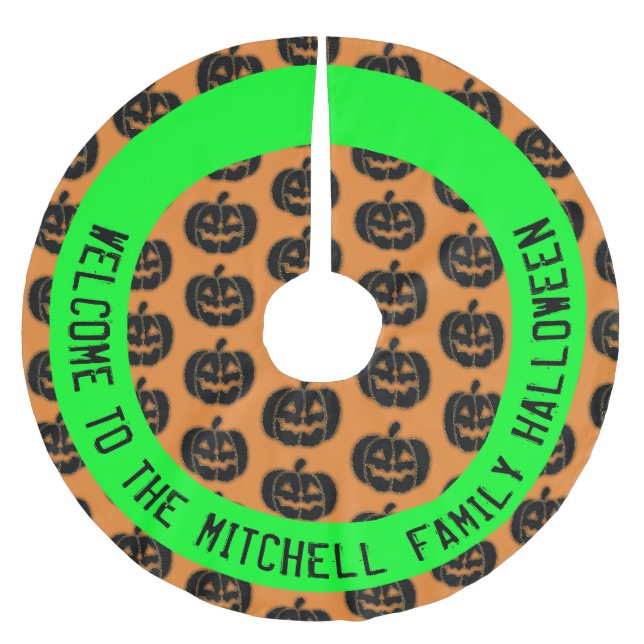 Personalised Pumpkins Halloween Tree Skirt (Front)