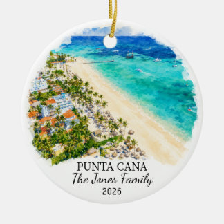 Personalised Punta Cana Ceramic Ornament, Custom D Tree Decoration