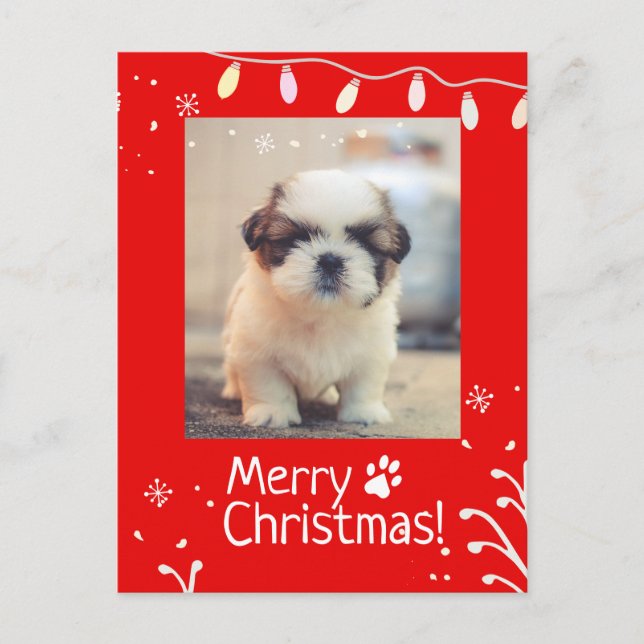 Personalised Puppy Christmas Greeting Postcard (Front)