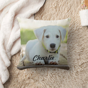 Personalised Puppy Dog DIY Photo and Name Cushion