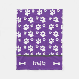 Personalised Puppy Dog Paw Print  Blanket Add Name