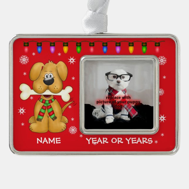 Personalised Puppy Dog Pet Photo Ornament (Front)