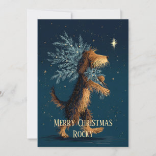 Personalised Puppy with Festive Christmas Tree Holiday Card