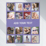 Personalised Purple 16 Photo Collage Fleece Blanket<br><div class="desc">Personalised photo gift fleecy blanket featuring a purple background that can be changed to any colour,  16 pictures of your choice,  and a simple text template.</div>