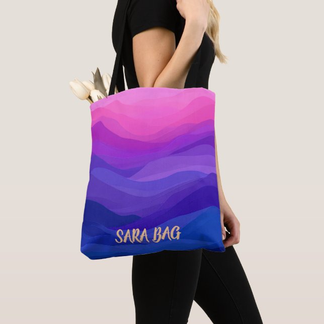 Personalised Purple Abstract Chic Tote Bag (Close Up)