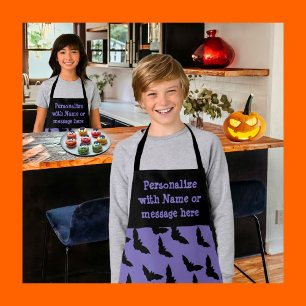 Personalised Purple and Black Bat Halloween Apron