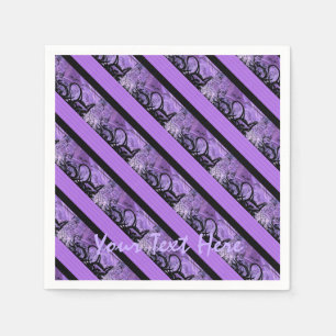 Personalised Purple and Black Striped Napkins