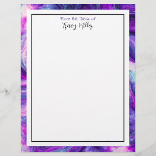 Personalised Purple and Blue Abstract Art Custom Letterhead